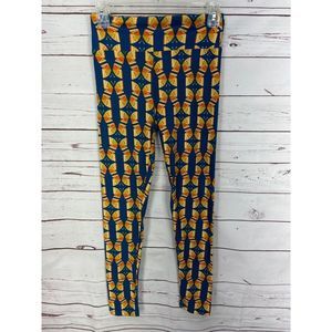 LuLaRoe Leggings OS One Size Navy Blue Orange‎ Yellow Butterfly Watermelon